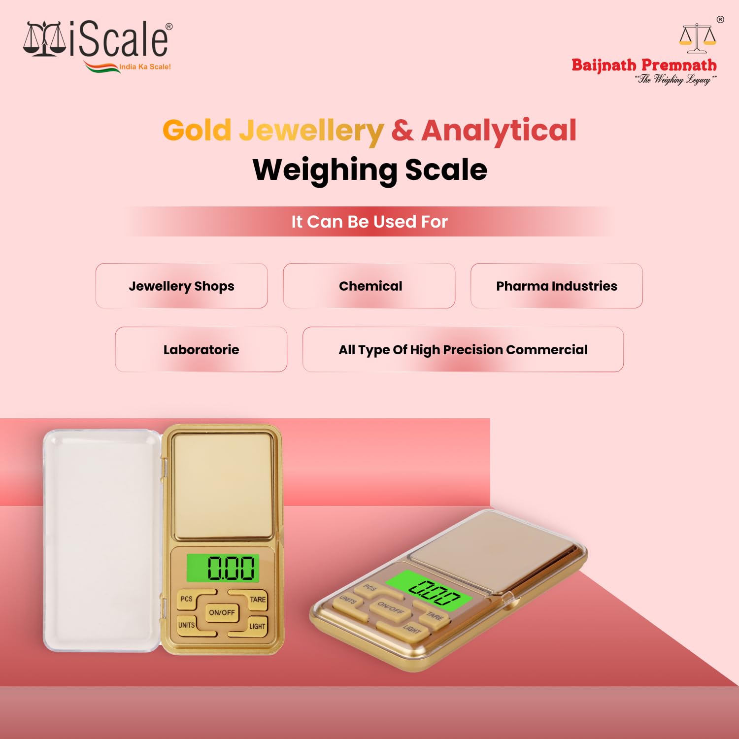 Baijnath Premnath Iscale Kes Pocket Scale - 200G X 0.01G Precision, Ideal For Jewelry & Chemical Weighing, Home & Goldsmith Use